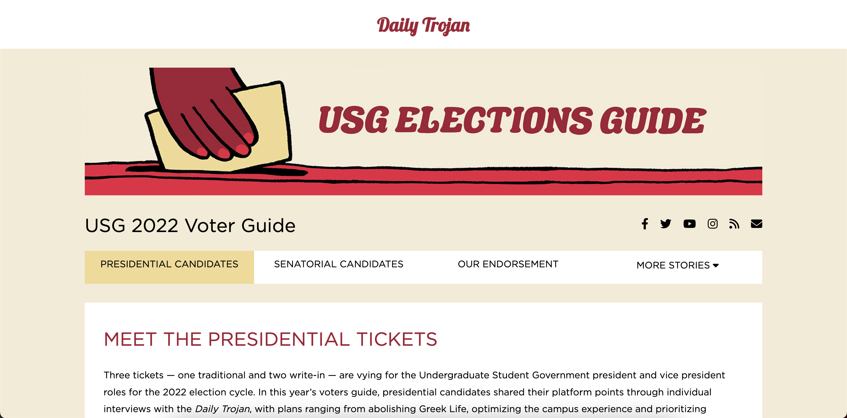 daily trojan usg spring 2022 election guide website